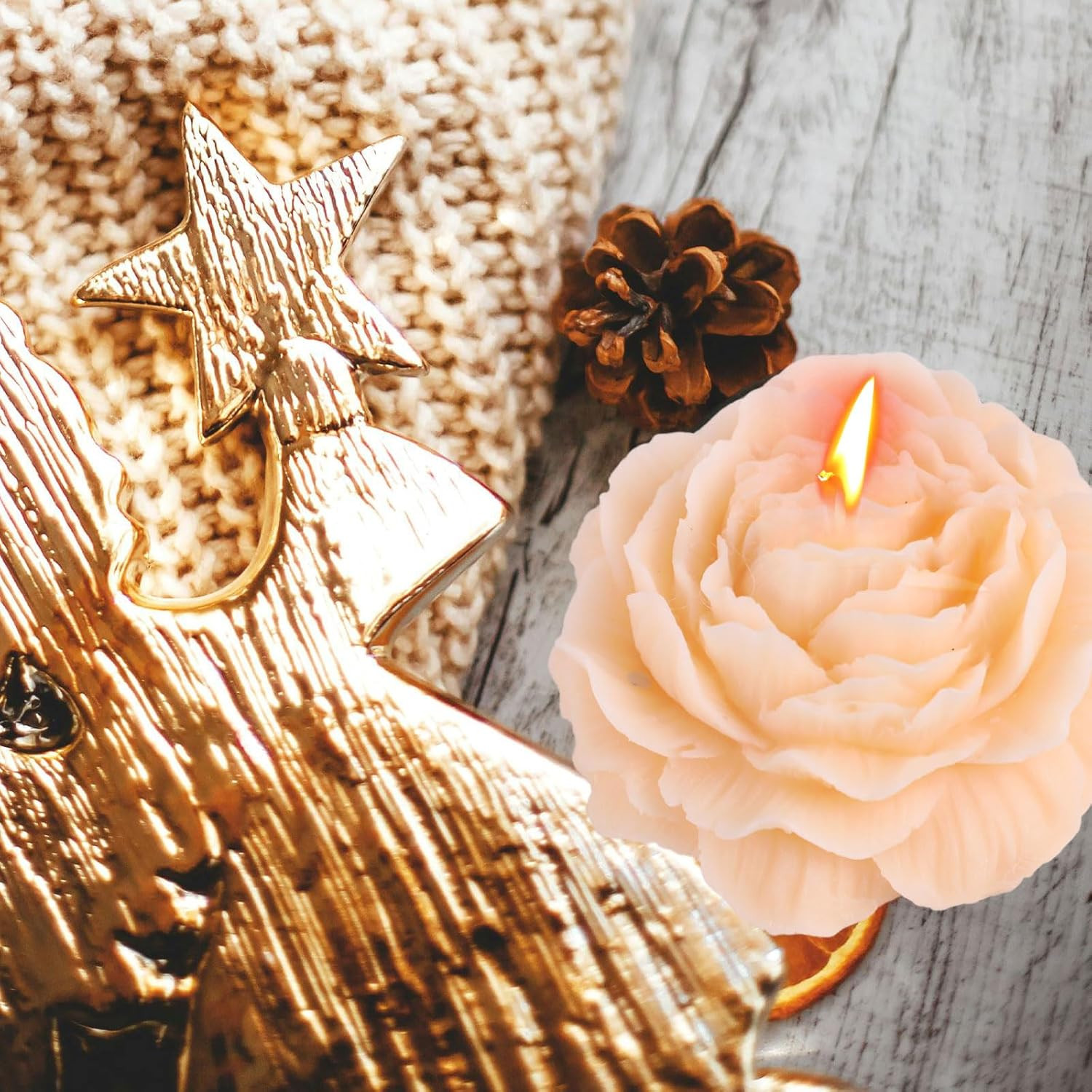 Peony Flower Shape Candles 1 Pack Soy Wax Decorative Candle for Bedroom Home Sce