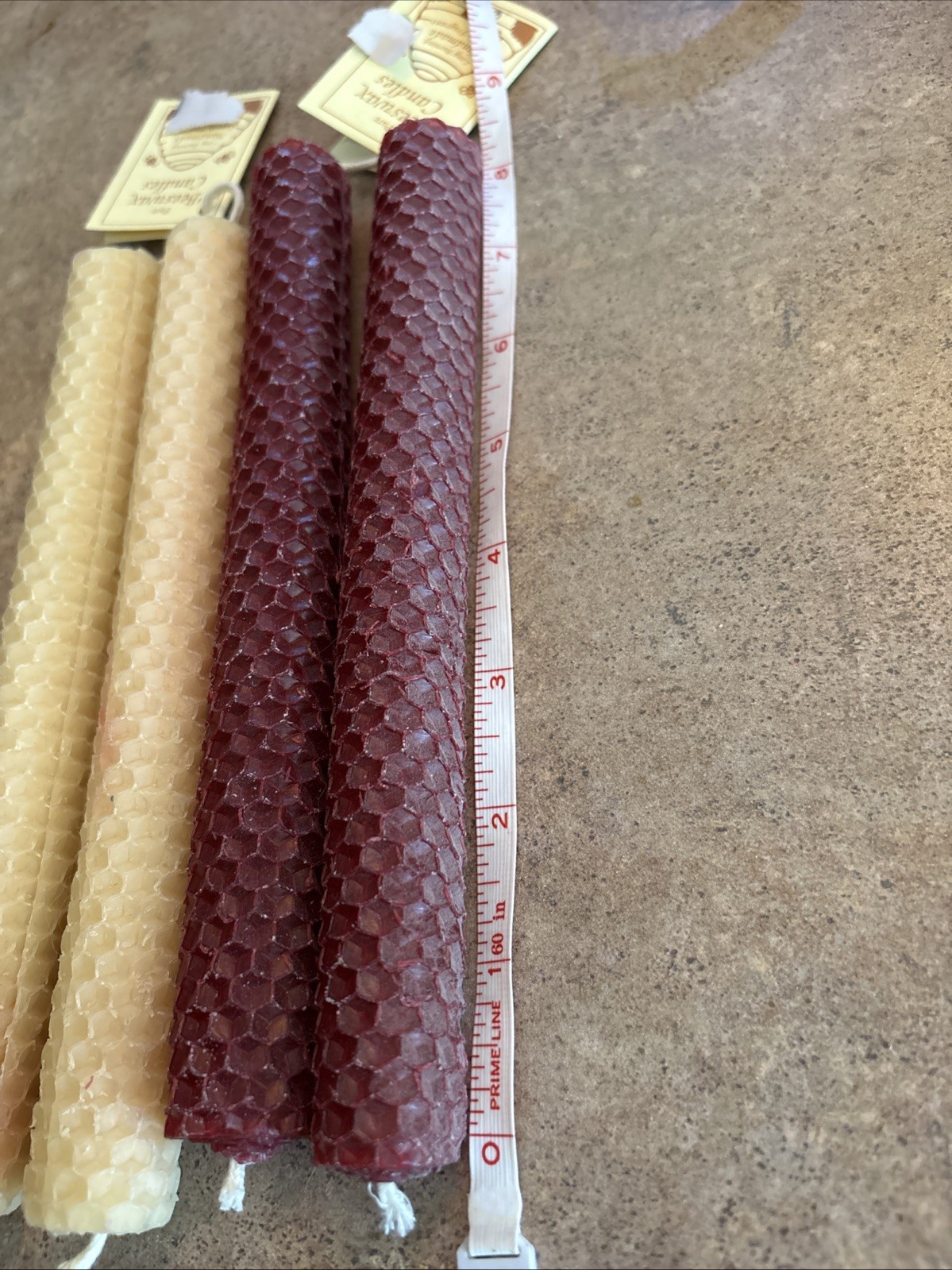 4 In Set100% Pure Natural Handmade Beeswax Honeycomb Hand Rolled Candles 8 inch
