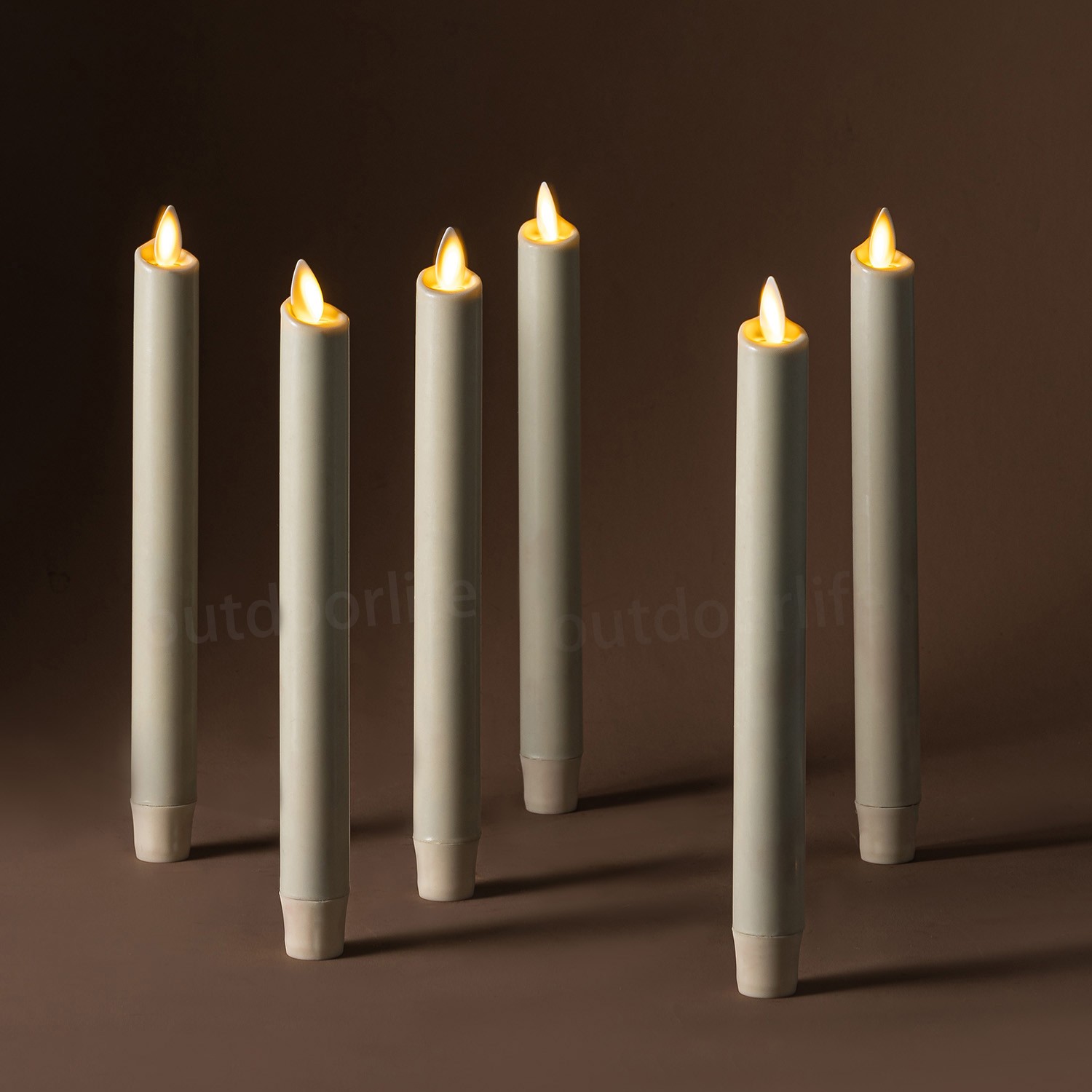 Luminara Flameless LED Wax Taper Candles with Moving Flame Remote Ivory 9.5″ 6pc