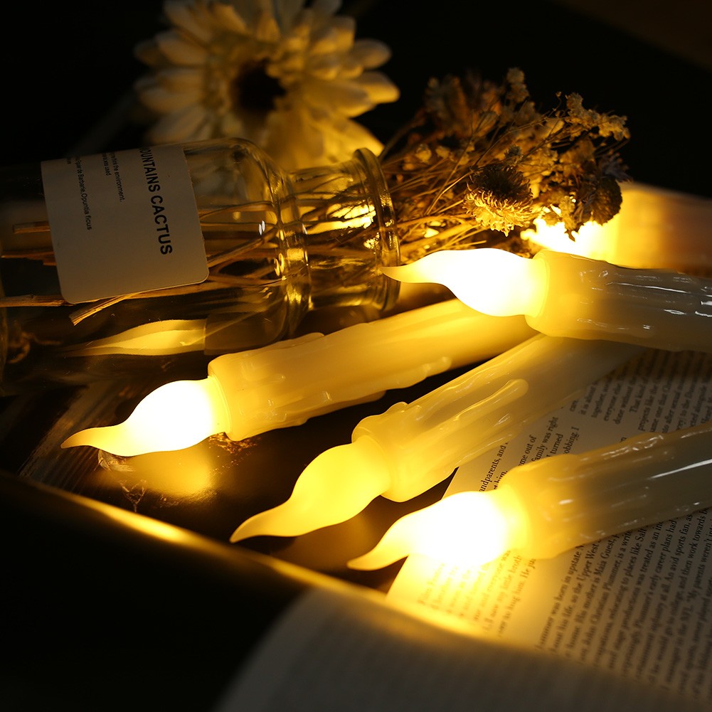 12PCS Battery Operated Flameless LED Taper Candles light Christmas Window Candle