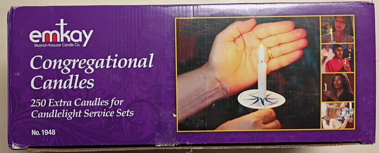 Emkay Congregational Church Candles 250 White Unscented Small Wax No. 1948 Vigil