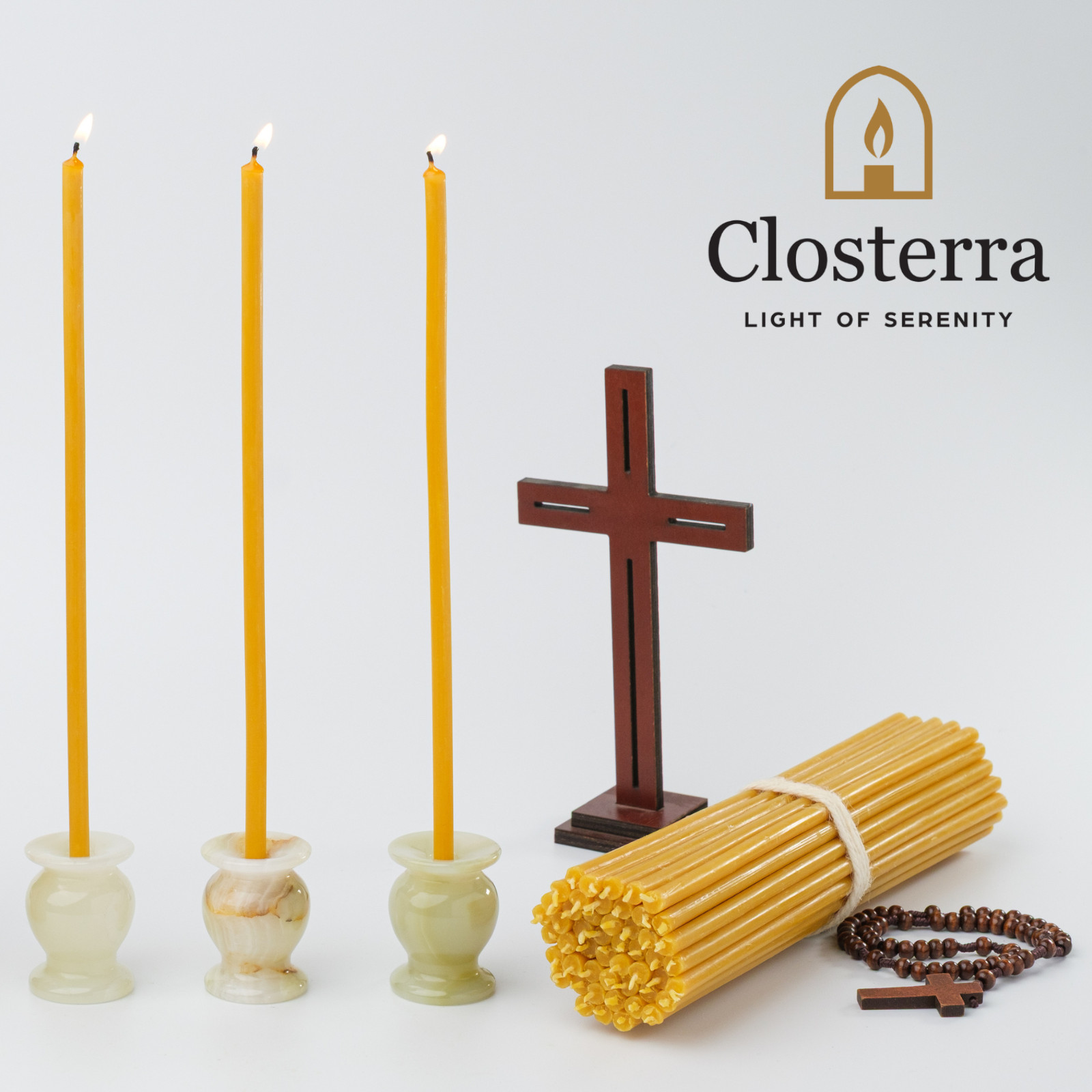 50 Pack Pure Beeswax Taper Candles 11.6″x0.33″ Slim Long Orthodox Church Prayer