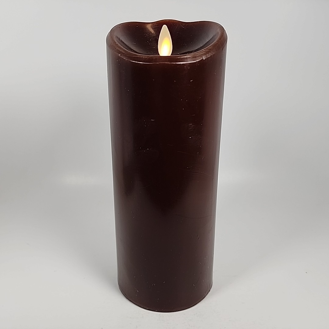 Luminara 8” Dark Brown Real-Flame Effect Candle w/Remote Control
