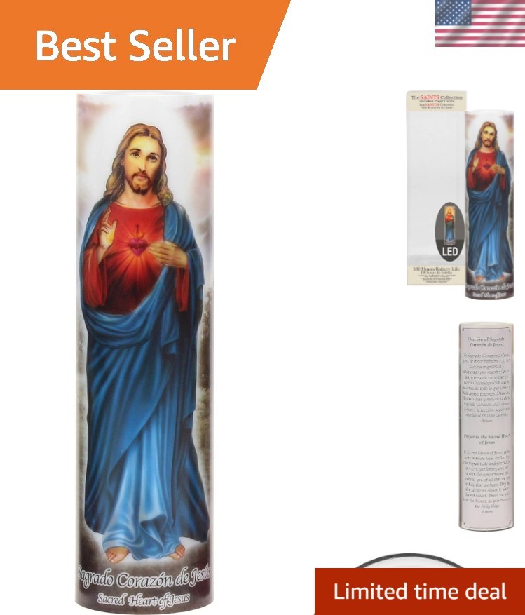 Safe Jesus LED Prayer Candle with Realistic Flicker – Ideal for All Settings 8″