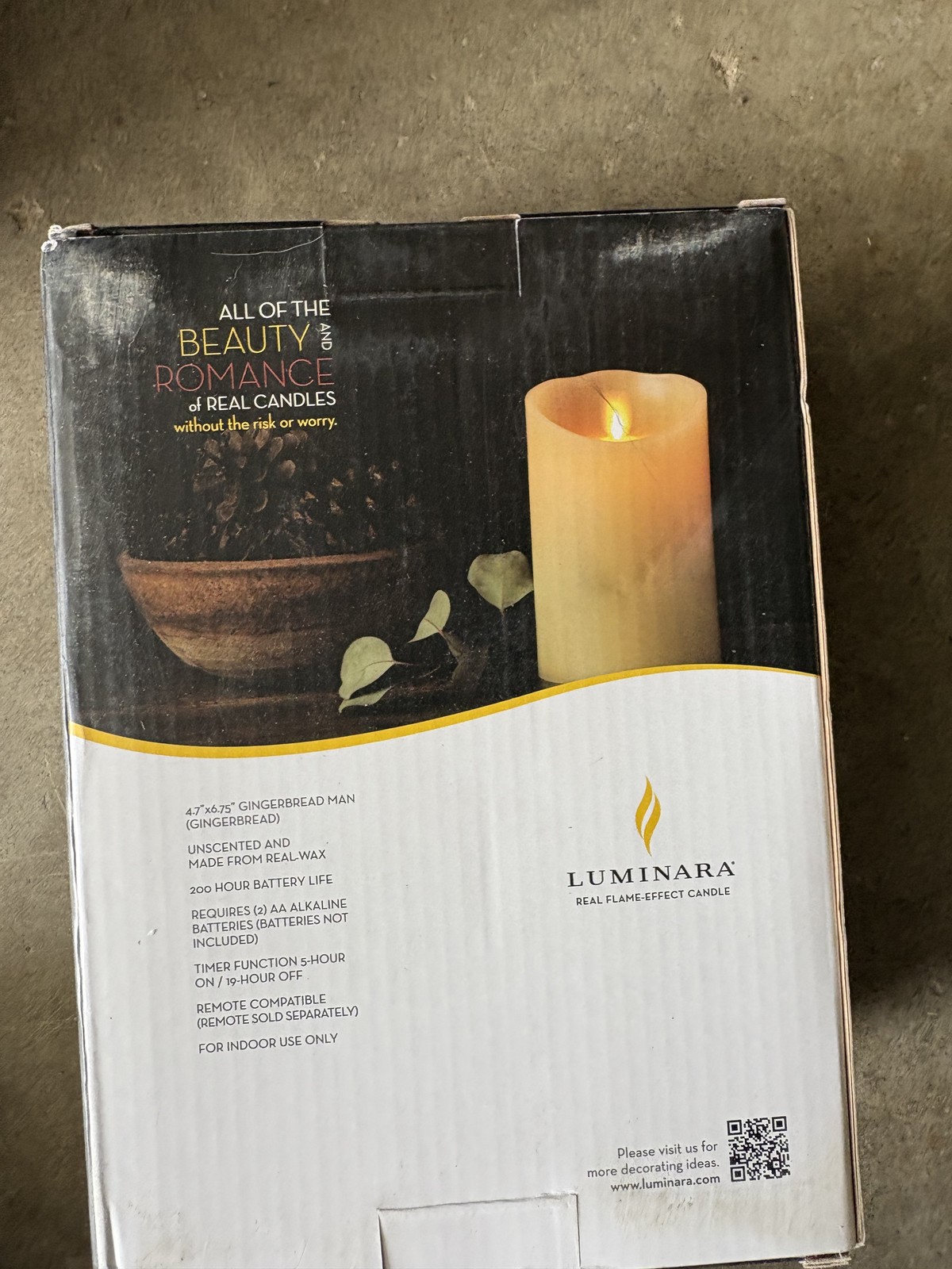 Luminara Gingerbread Man LED Flameless Candle 6.75″ Real Wax Timer Brown
