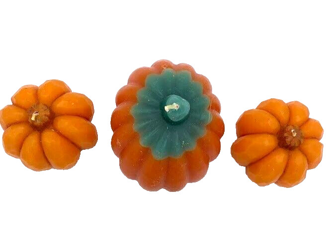 3 pumpkin shape Candles wax Halloween Farmhouse Fall Harvest Farmhouse Décor NEW