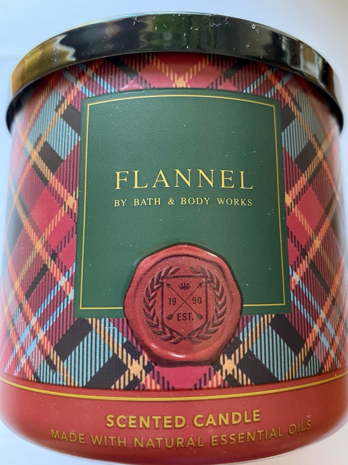 Flannel Scented Candle Bath & Body Works Tartan Glass 3-Wicks-Canada -14.5oz NEW