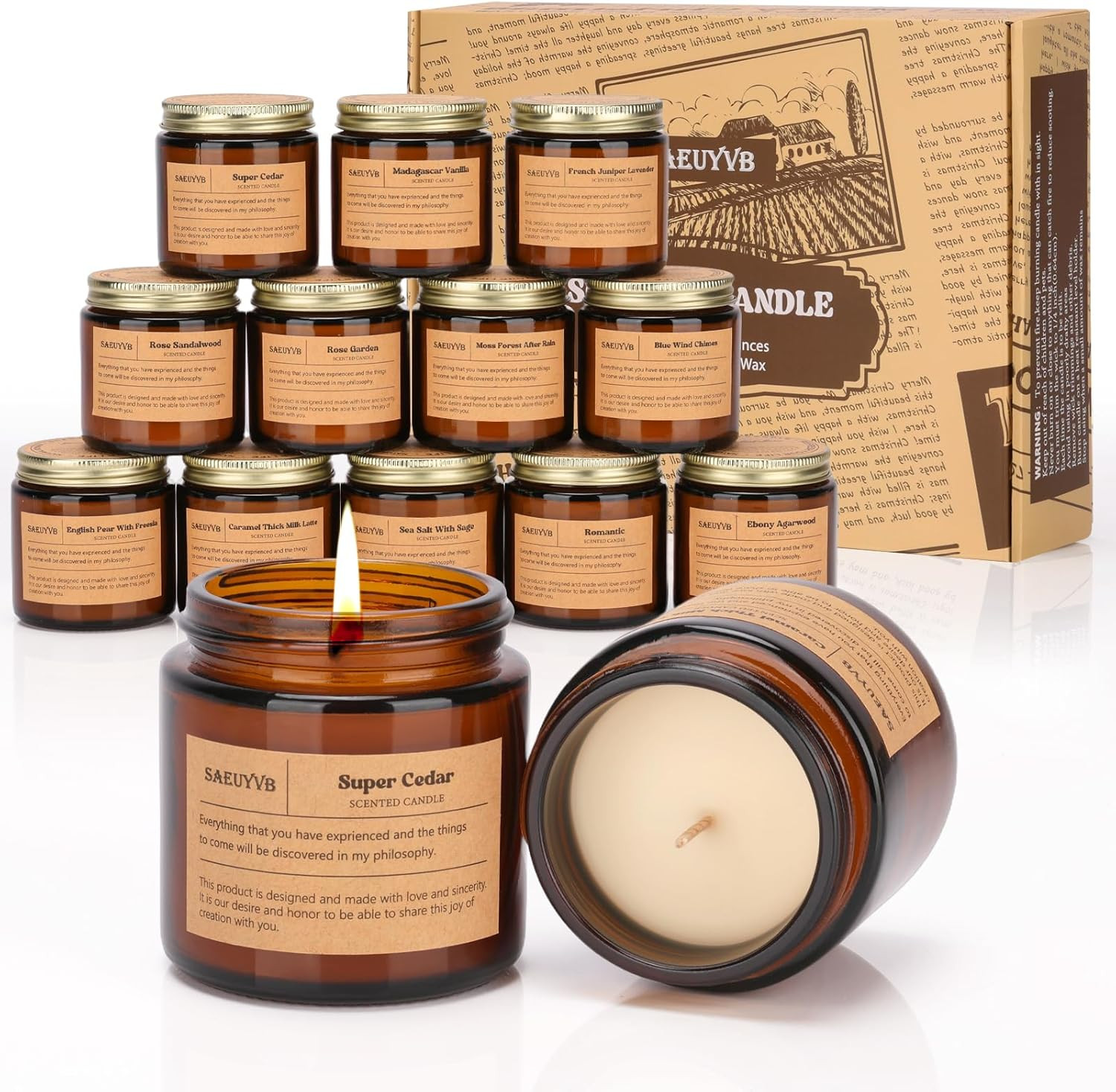 12 Pack Candles for Home Scented,Scented Candles Gift Set for Women &Men,Natural