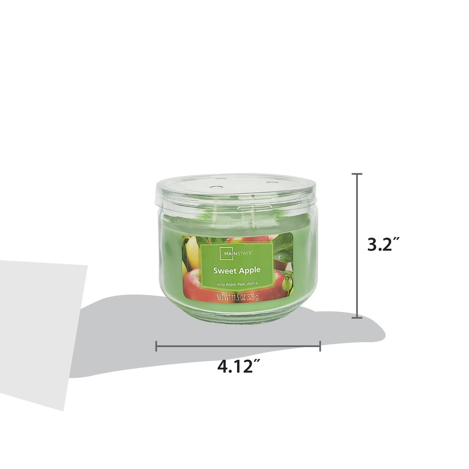 Mainstays 3-Wick Glass Jar Candle, Sweet Apple, Green, 11.5 oz