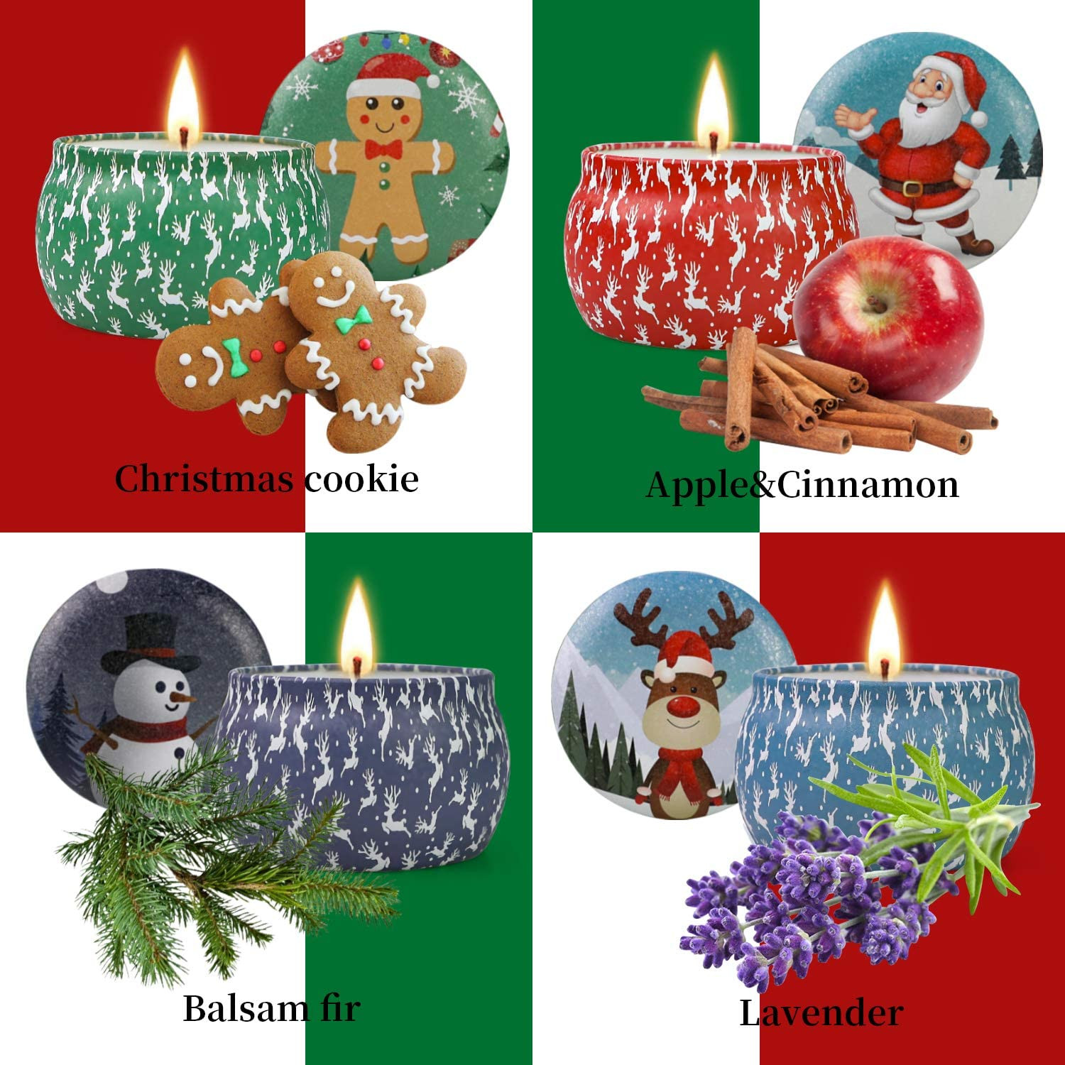 Christmas Candles Gifts for Women, 4 Pack Scented Candles Set,120 Hour Long Last