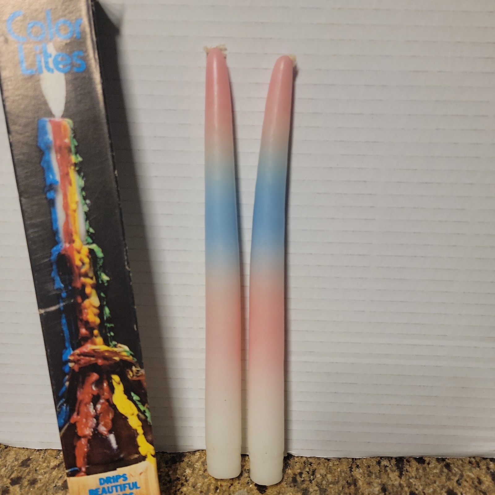 Vintage NEW Color Lites Taper Candles Drip Multi Color Taper Wax Candle Set