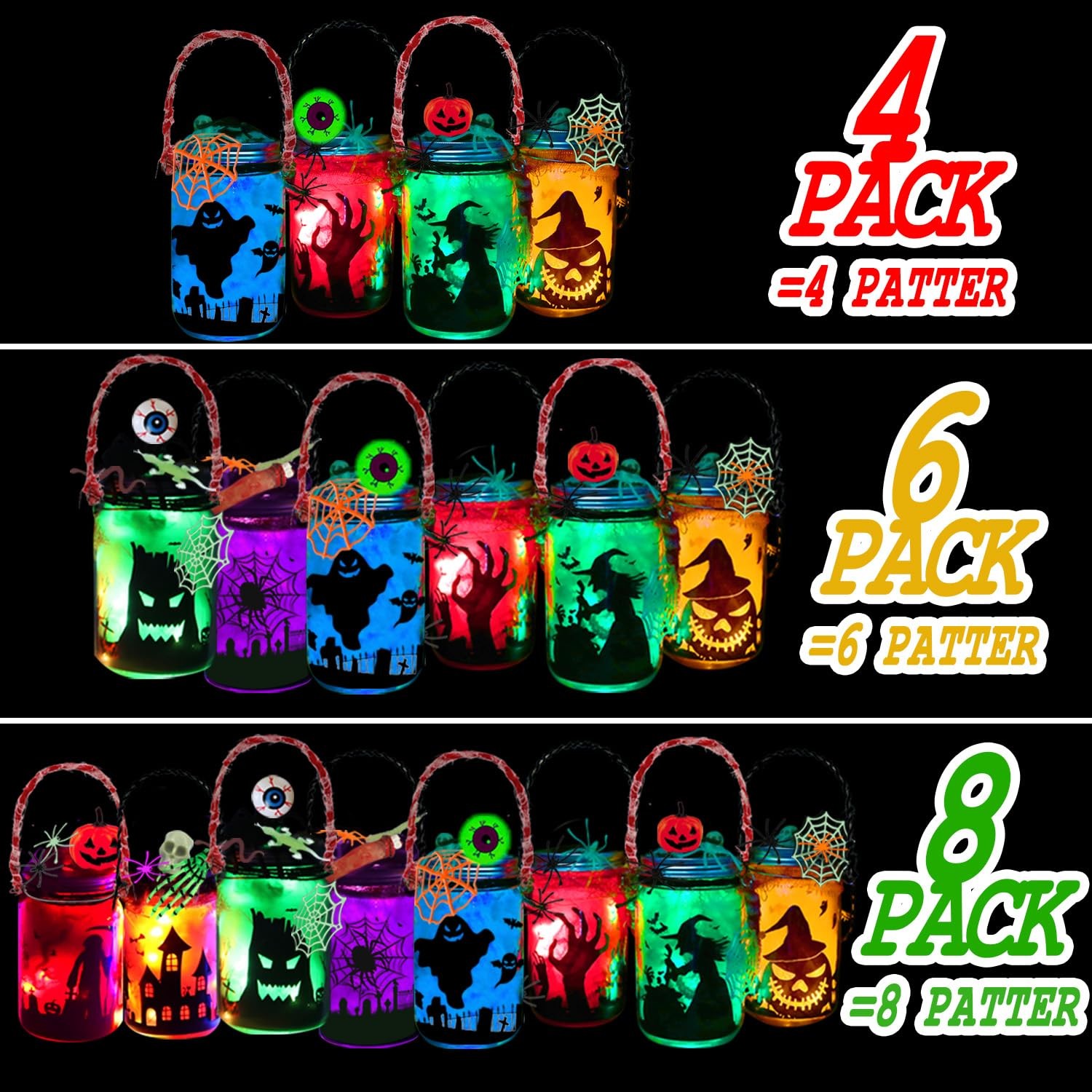 4 Pack Halloween DIY Lantern Jar Craft Kit Decor Supplies for Art Projects