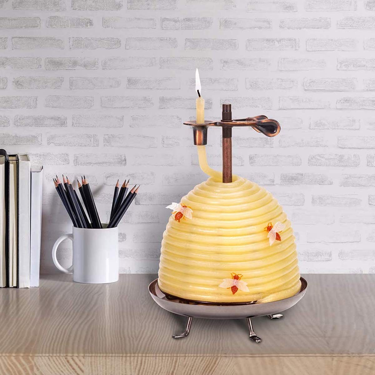 70-Hour Beehive Candle, Eco-Friendly Natural Beeswax with Cotton Wick