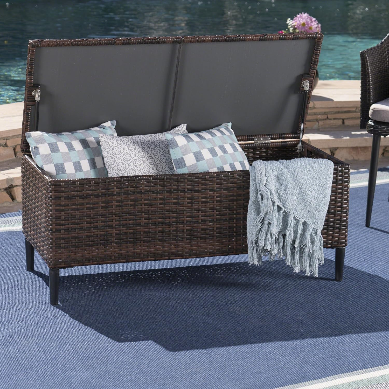 Rupert Outdoor Wicker Storage Unit, Multibrown