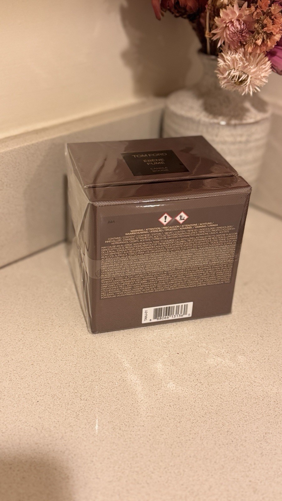 Tom Ford Ebene Fume Candle Bougie Height 2.25 In 5.7 cm NEW Luxury Authentic