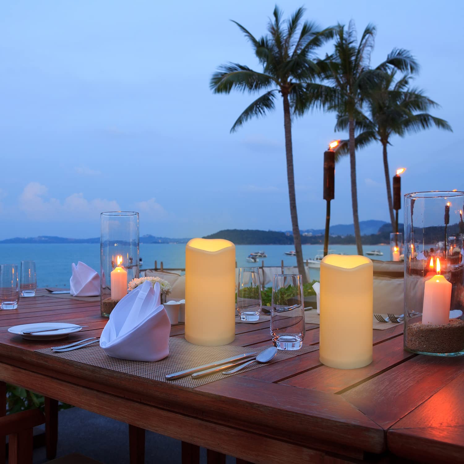 Waterproof Flameless Candles With Remote Outdoor Indoor Battery Operated Candles