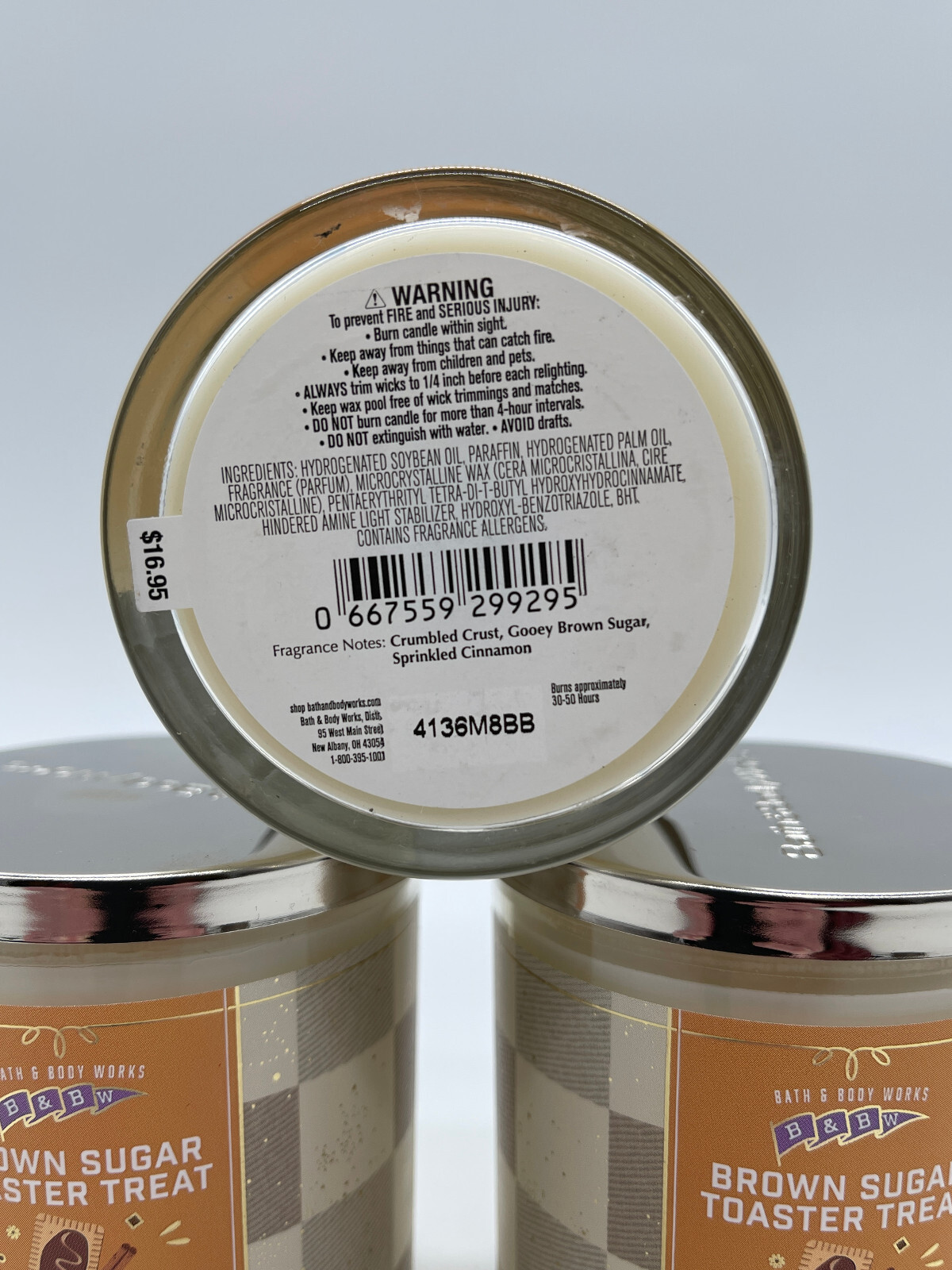 Bath & Body Works Candle Medium Size BROWN SUGAR TOASTER TREAT Set of 3