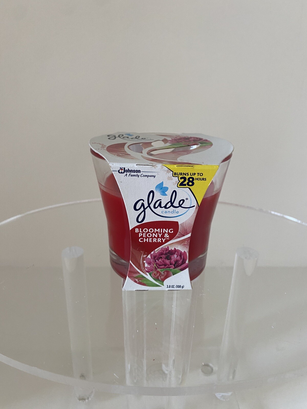 Glade blooming peony and cherry burns up to 28 hours 3.8 ounces
