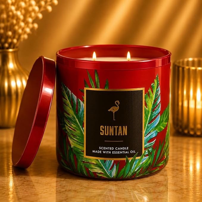 BATH & BODY WORKS SUNTAN 3-Wick 14.5 oz Large Jar Scented Candle