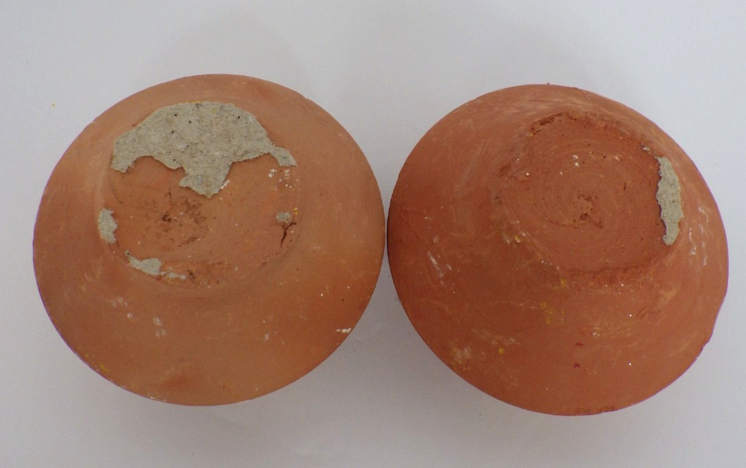 Terra Cotta Clay Diya Candles Hand Painted Set Of 2 India