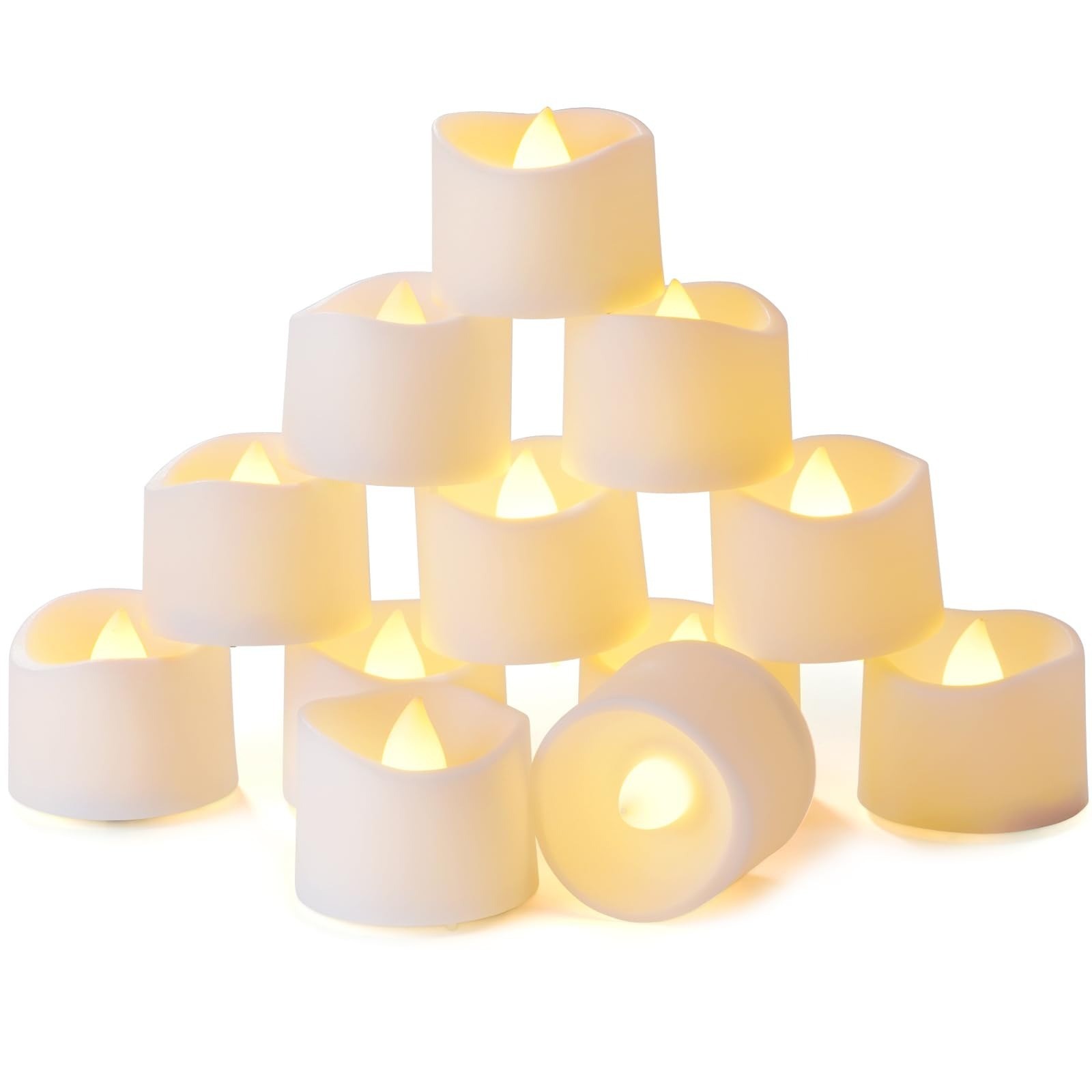 Homemory 12-Pack Flameless LED Tea Lights Timer Flickering Votive Candles