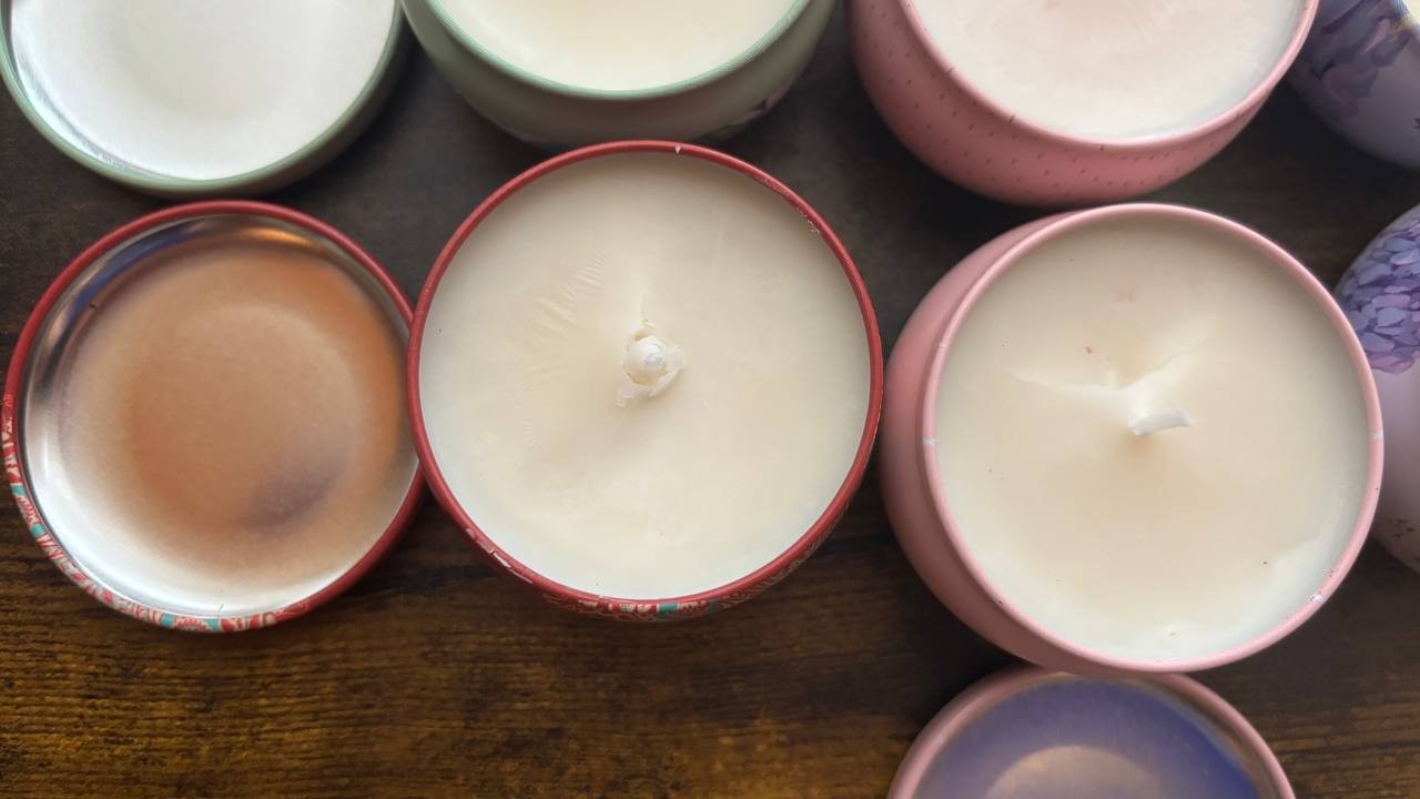 Handmade Soy Wax Candles – Set of 6 in Decorative Tins, Organic and Eco-Friendly