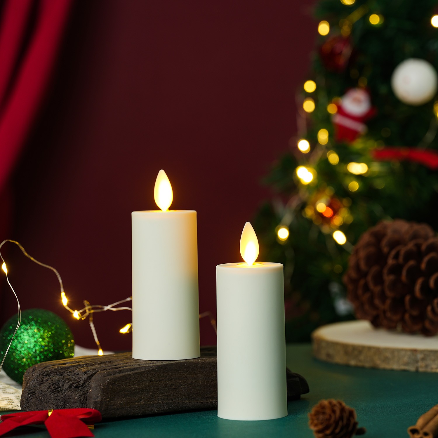 Luminara Ivory Flameless Votive Candles Moving Wick Timer Remote LED Set of 2