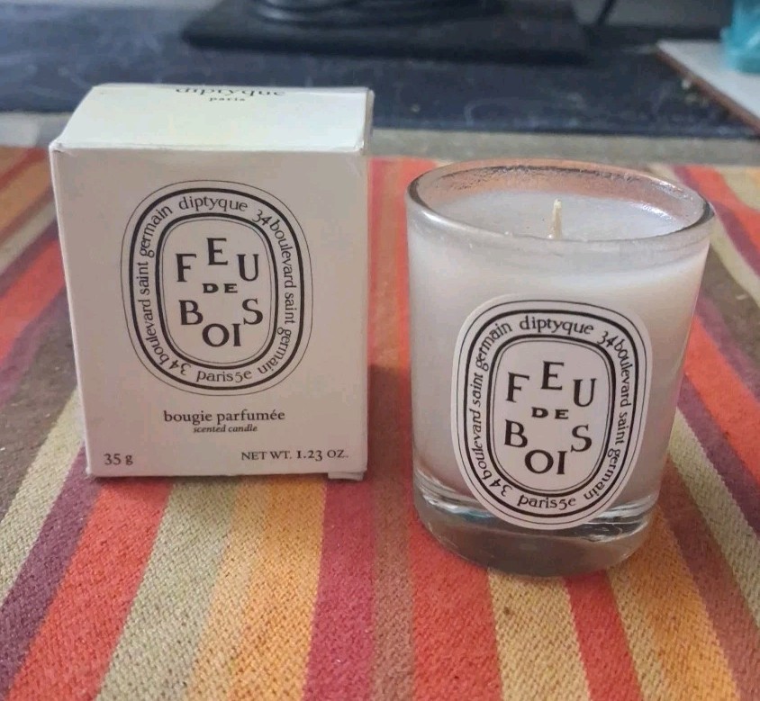 diptyque Feu de Bois Scented Candle Wood Fire 35g 1.23 oz White Wax