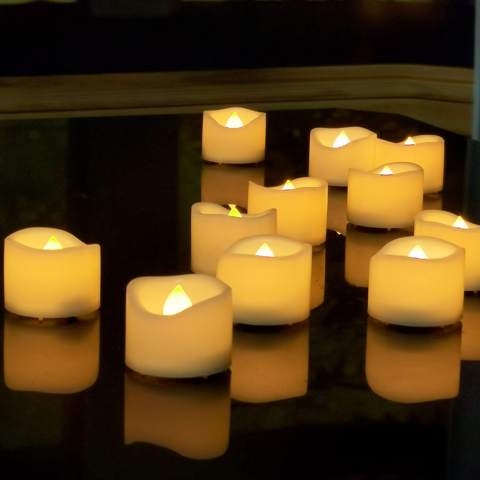 Battery Operated Flameless Tea Lights with Timer Realistic Flickering Tealigh