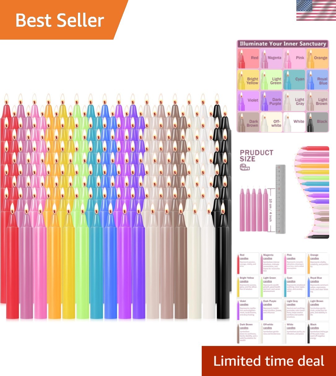160 Pack Spell Chime Candles 4 Inch Multi-Colored Taper Candles Sticks for Ho…