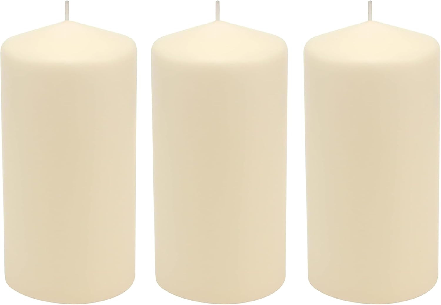 Pack Tall X Inch 65 Hour Long Burning Unscented Ivory Wax Pillar Candles
