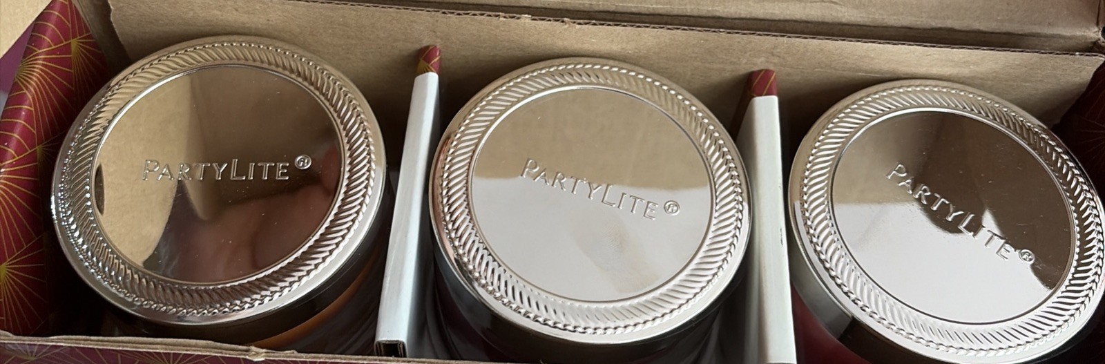 PartyLite Holiday Drinks 3 Jar Candle Gift Set Scented Candles NIB