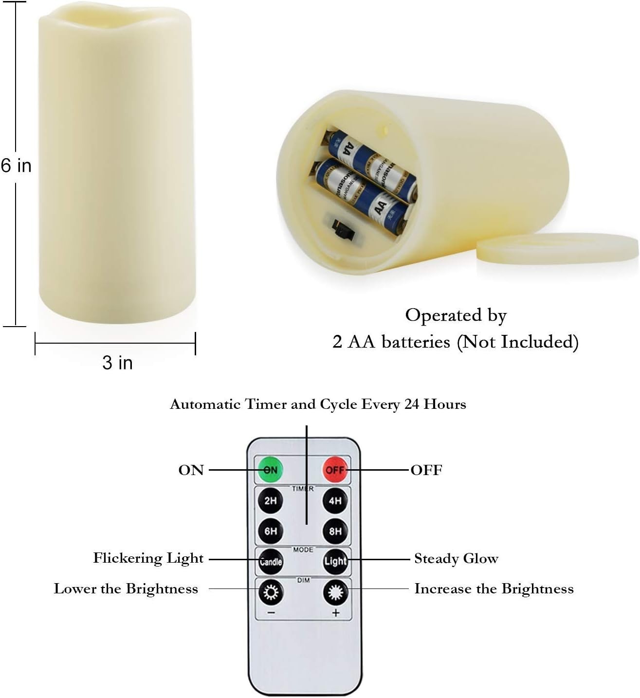 Flickering LED Pillar Candles Outdoor & Indoor Use – 2-Pack with Timer & Remote