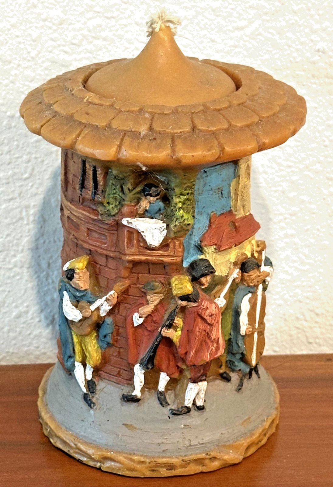 Vtg 6″ hand-carved Eternal candle Alpine Musicians Gunter-Kerzen Germany