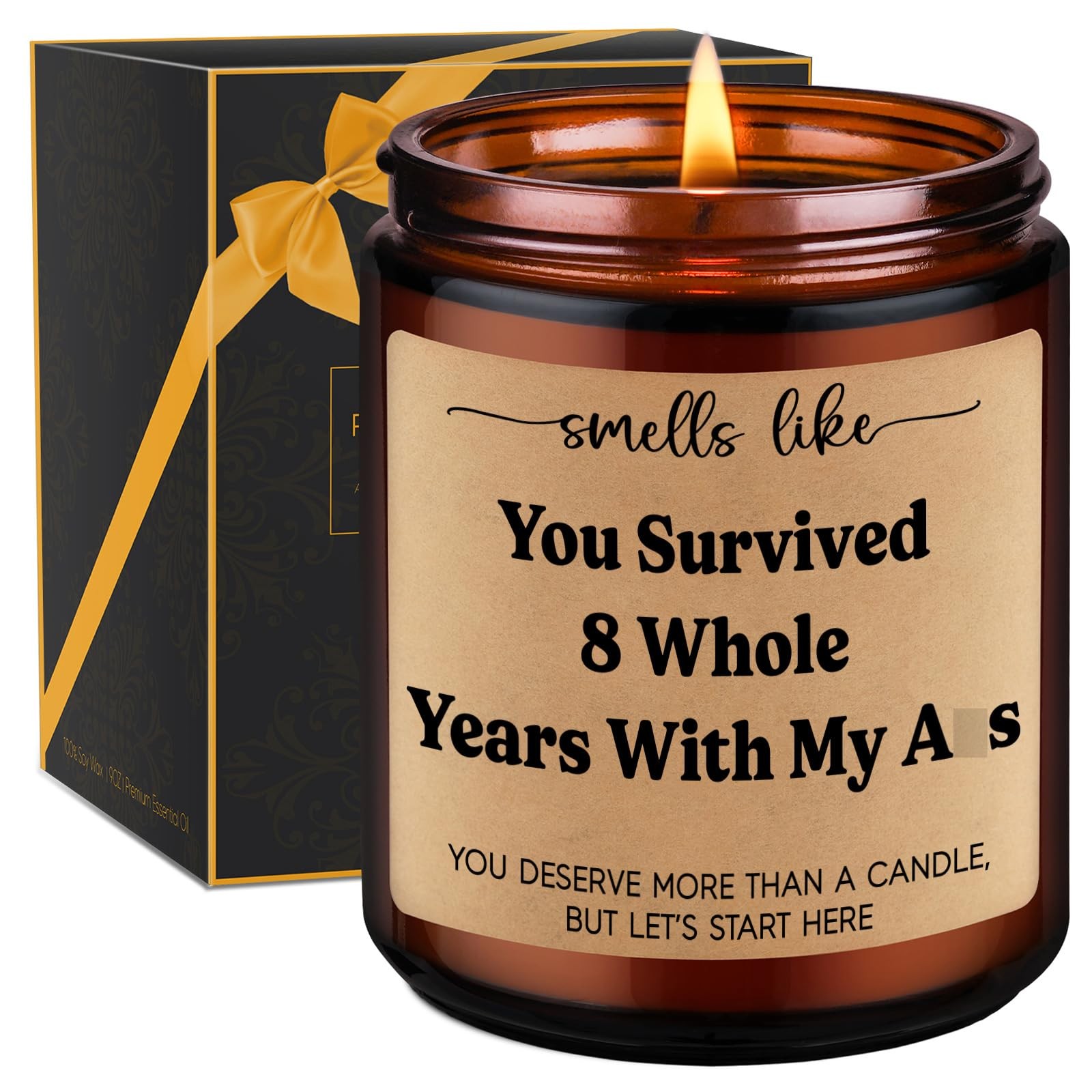 Bronze 8 Year Anniversary Candle Eighth Wedding Gift Present Her Him Wife