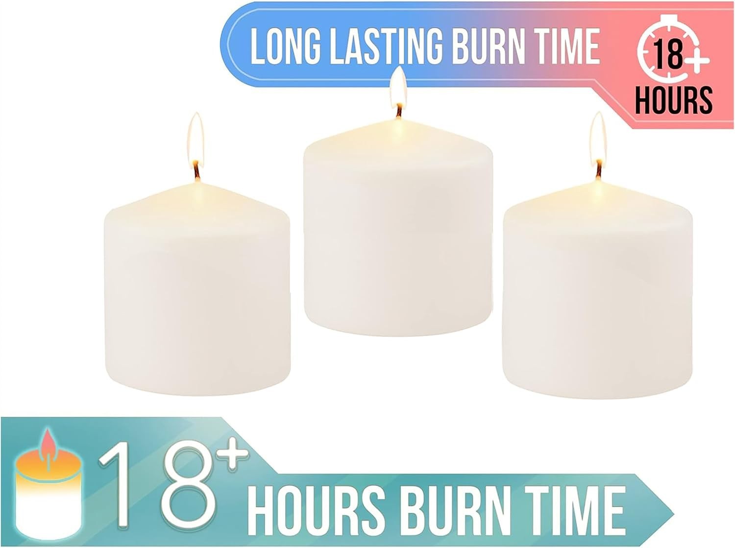 Long-Lasting Unscented 3″ x 3″ Pillar Candles – Ideal for Weddings, Indoor Décor