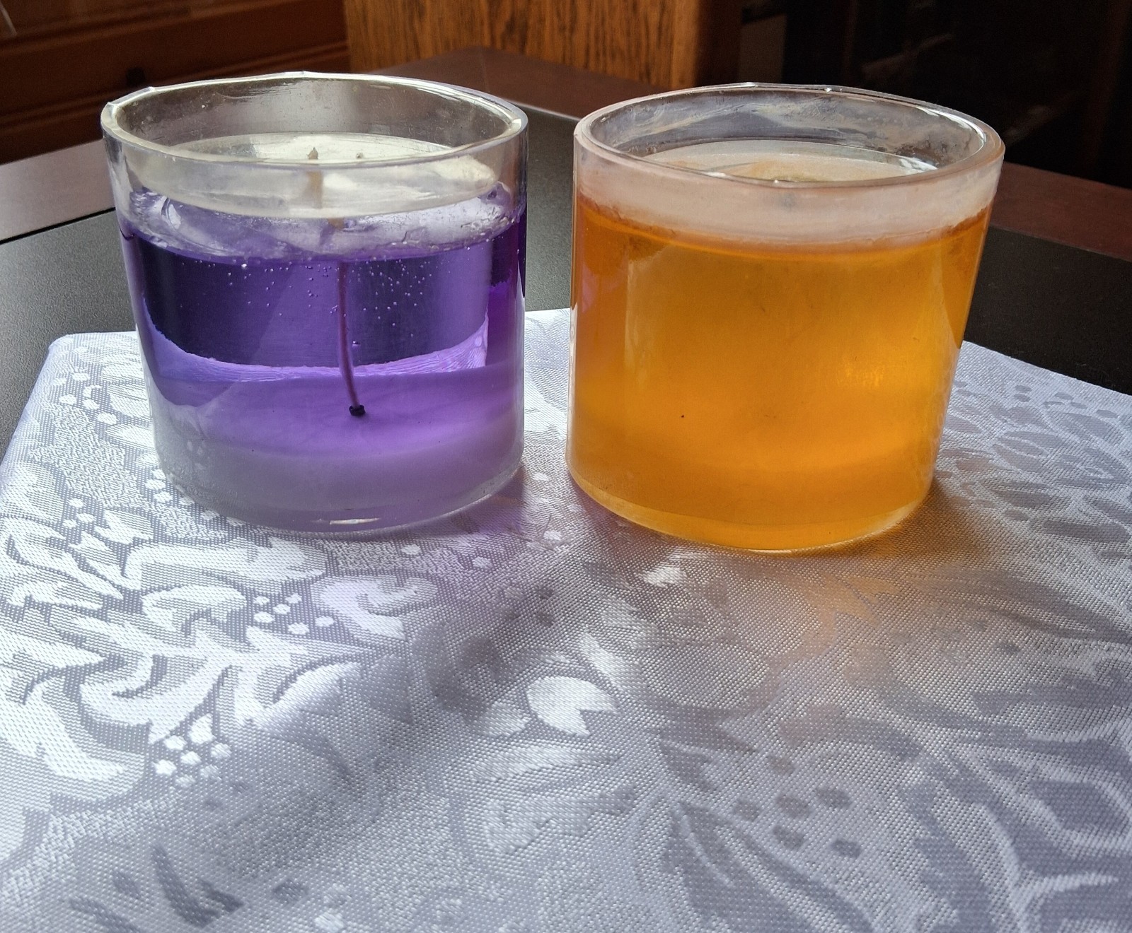 Gel Candle Lot of 4 McAuley’s Vanilla and Mulberry, Purple and Yellow Oval 3″