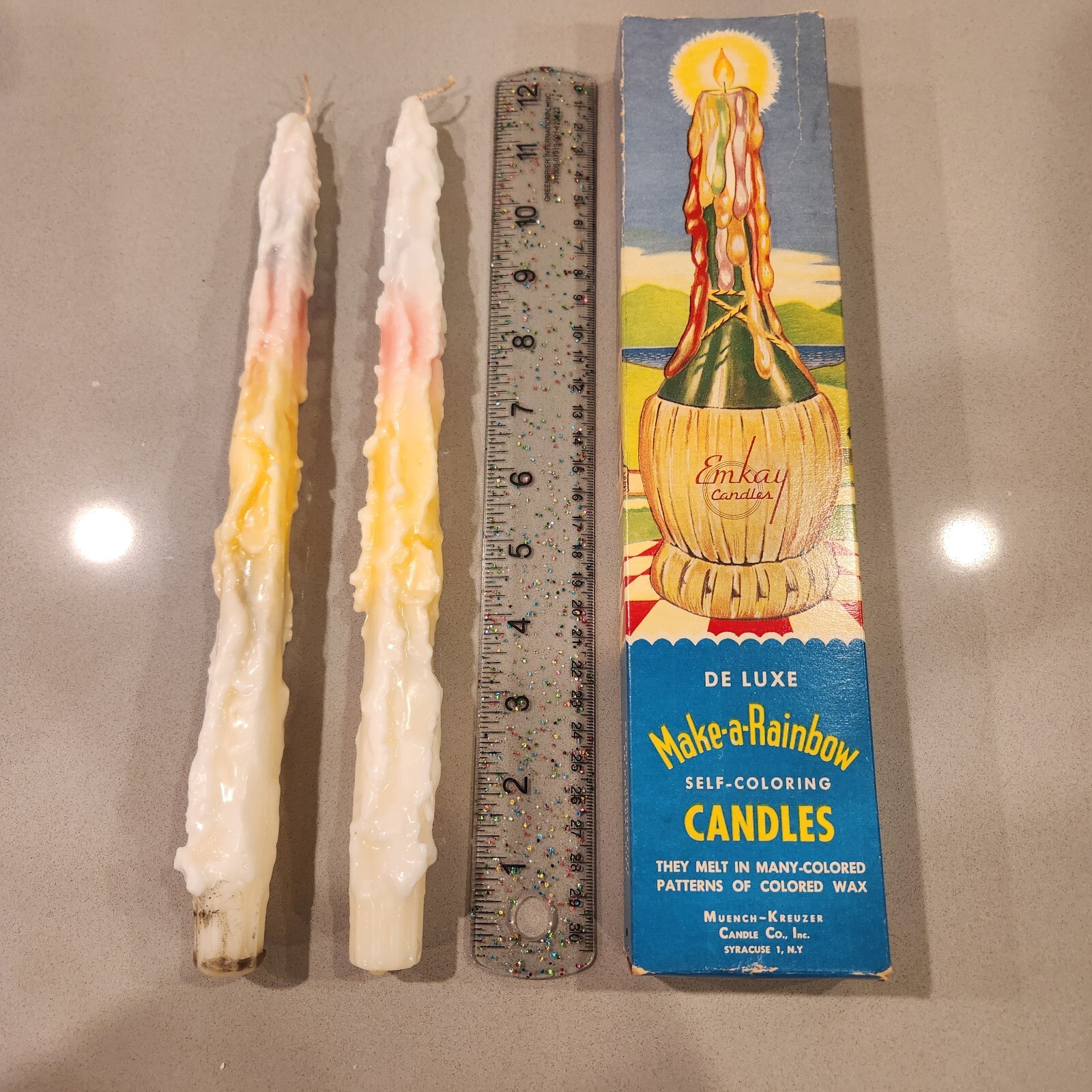 Vintage Emkay Make A Rainbow Colorful Candle 12”Melting Colors Never Lit In Box