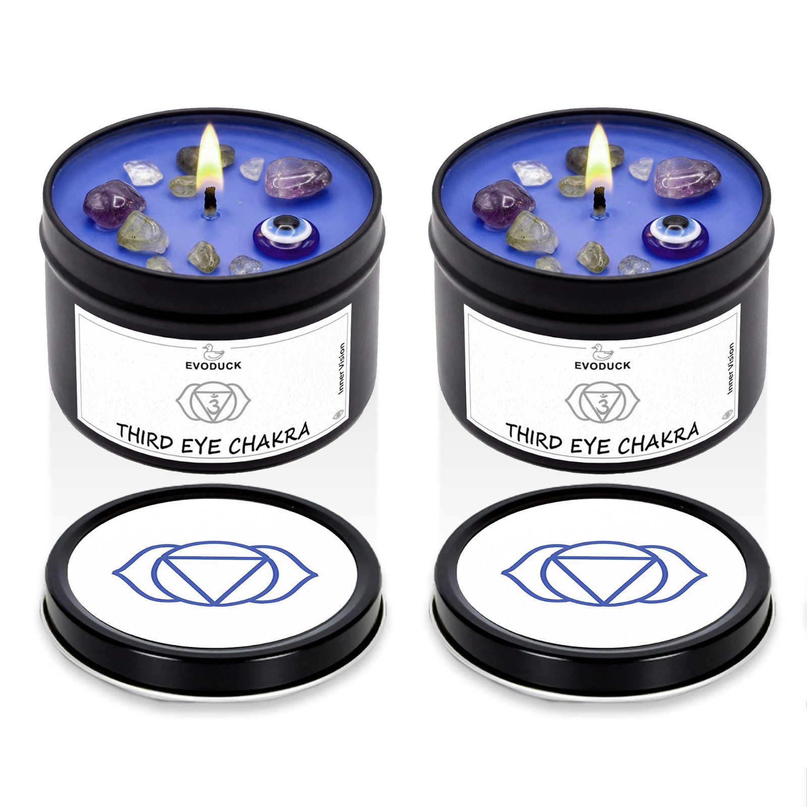 2 Pack Third Eye Chakra Crystal Candle Amethyst Reiki Meditation Energy Healing