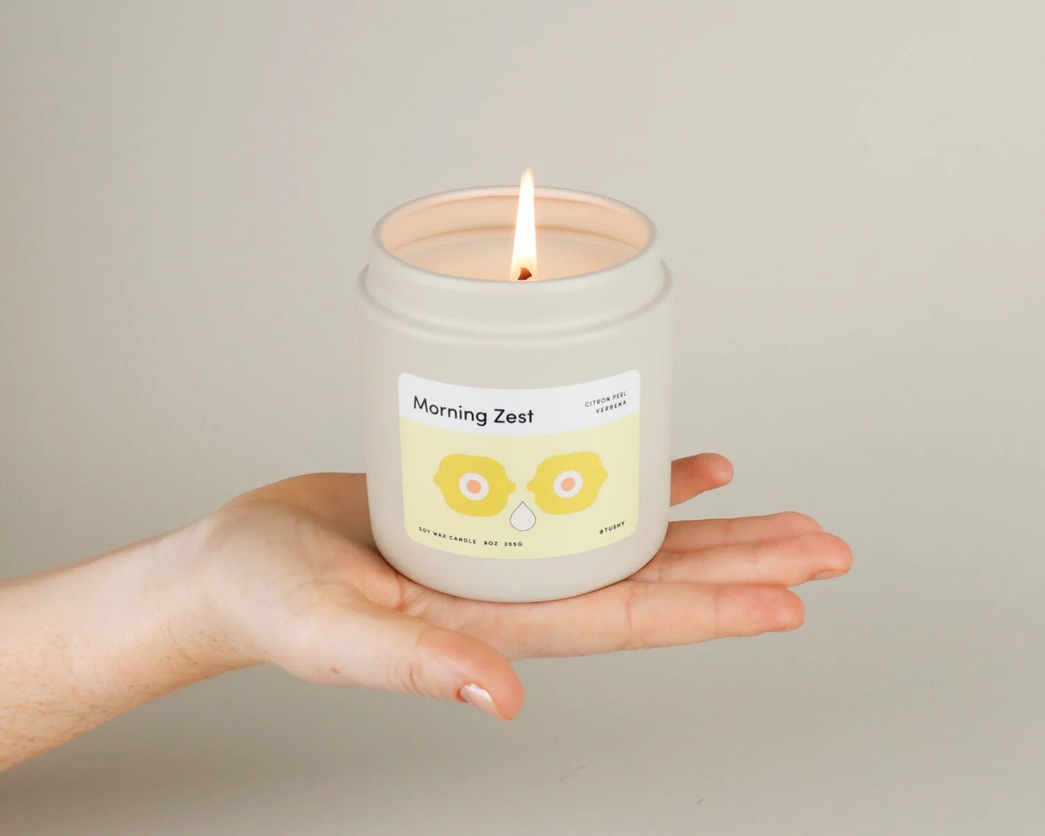 TUSHY Morning Zest 9oz Soy Wax Bathroom Candle New In Box $30 RETAIL