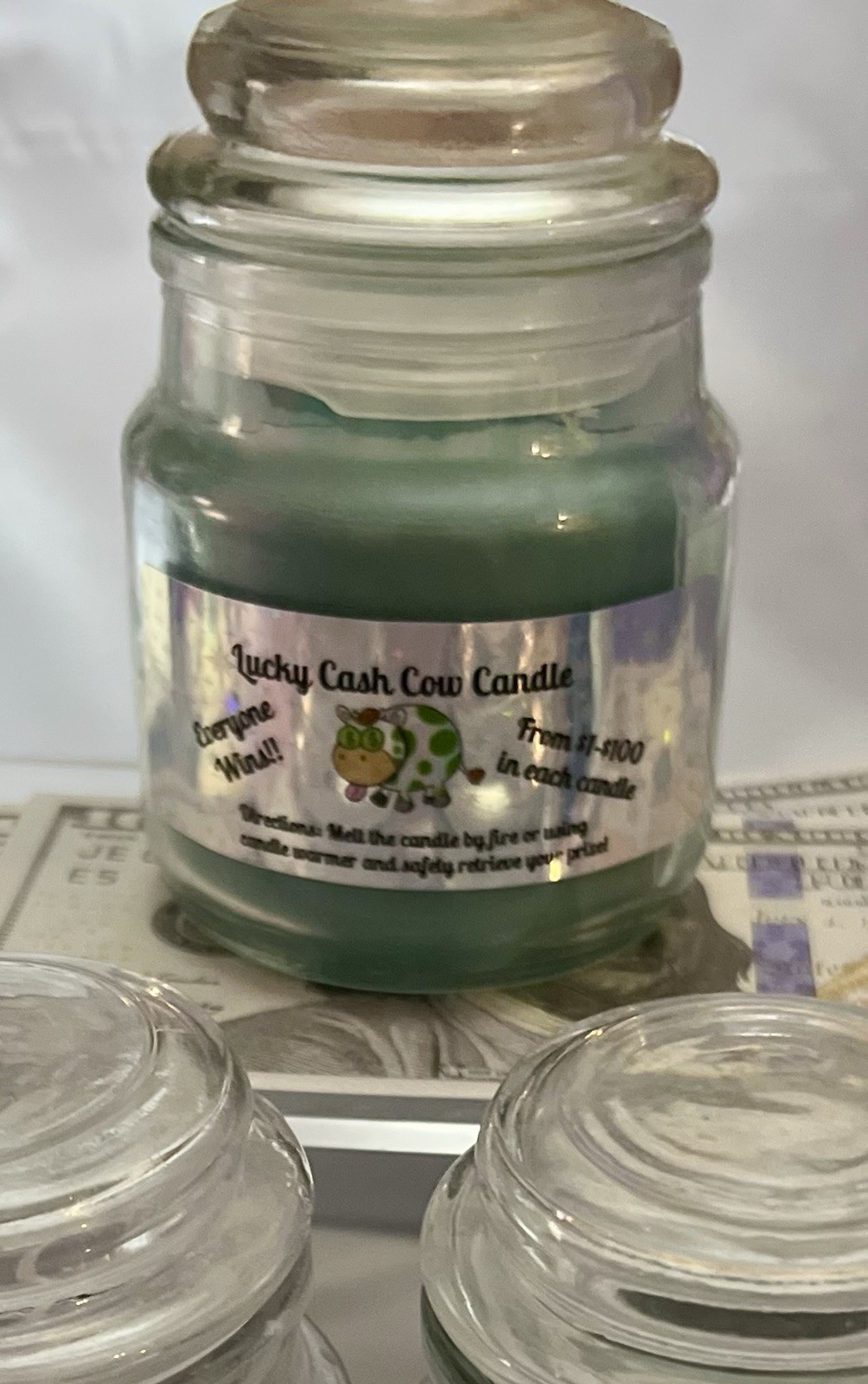 3oz. Lucky Cash Money Candle•REAL $ INSIDE•Candles CONTAINS from $1-$100