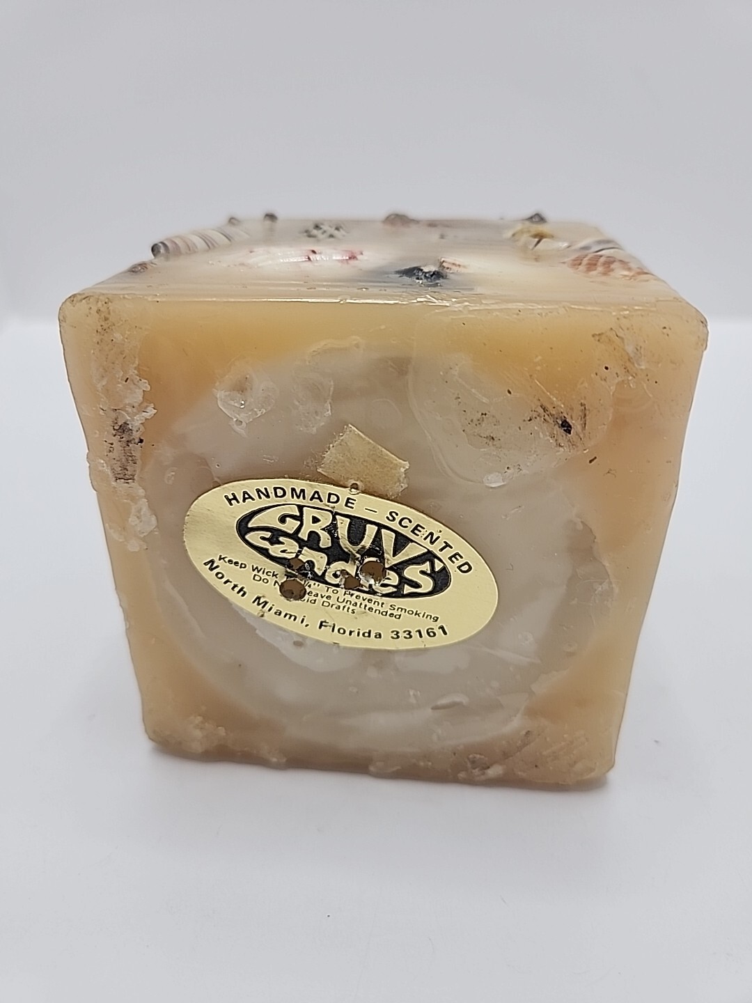 Vintage Hangmade Scented Gruvs Candles Made In USA Sea Shells 3 1/2″ Square