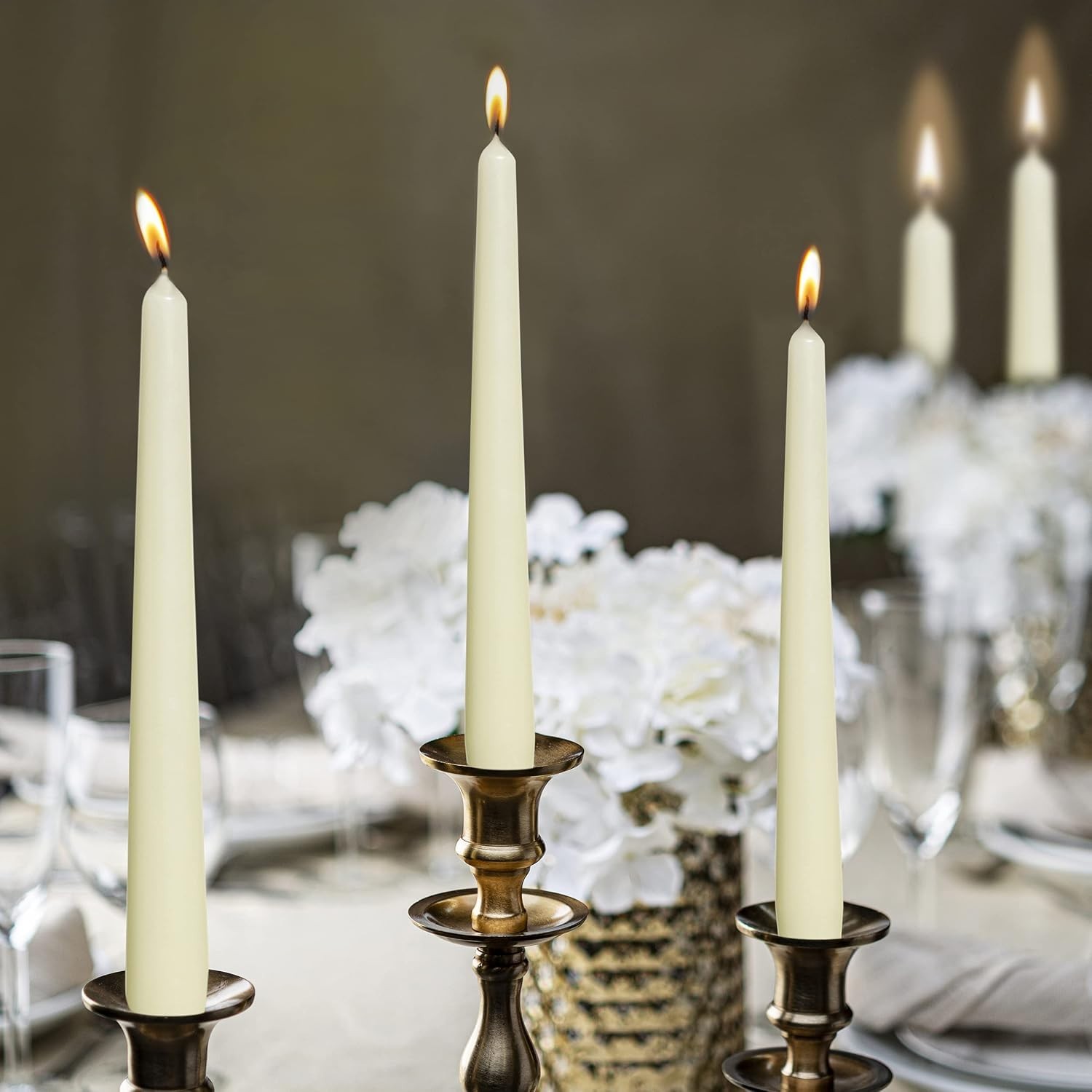 Long Burning Dripless Candles – 10″ Ivory Wax 30 Pack