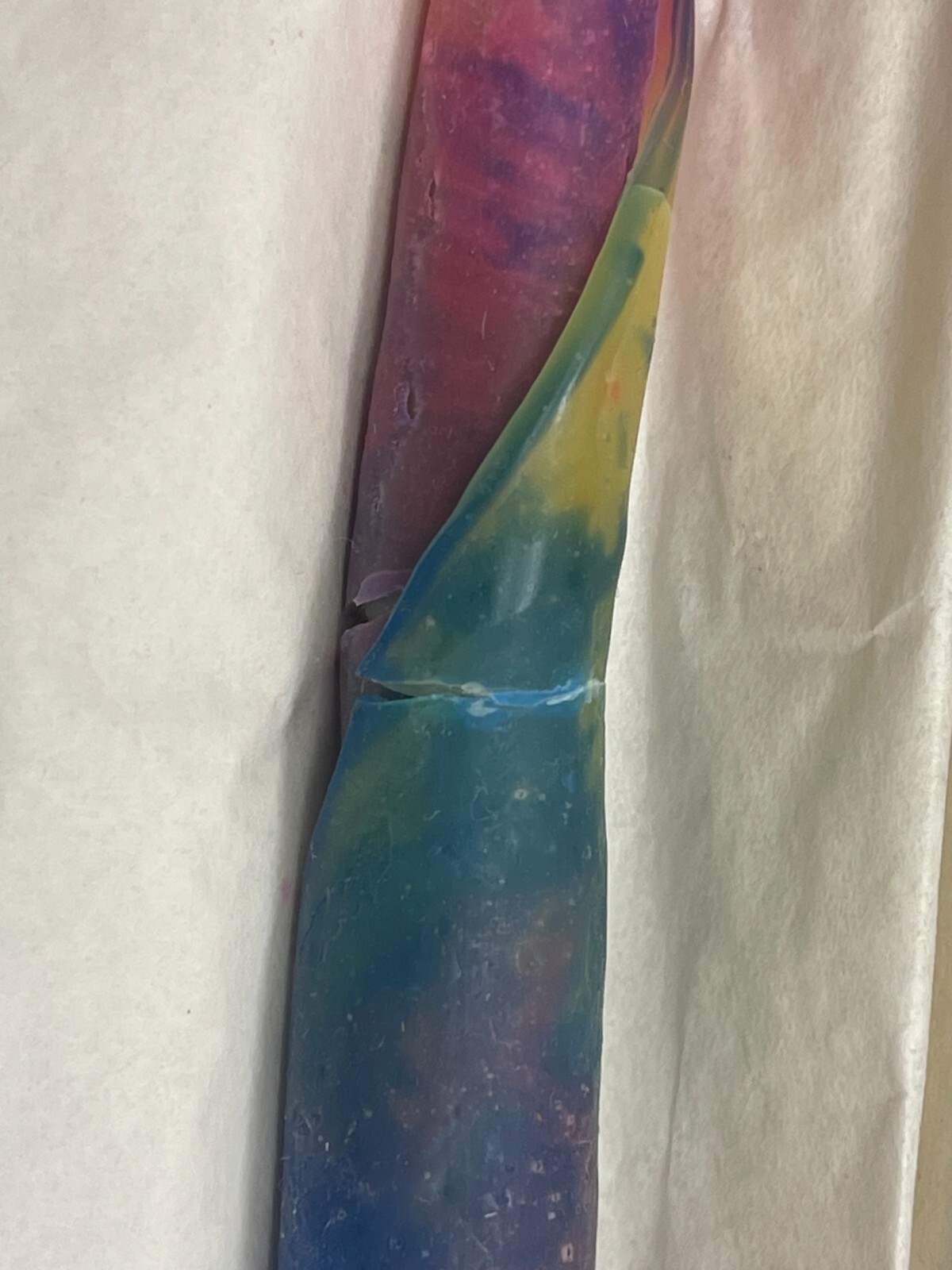 Vintage Hurd Beeswax Candles Taper 16″Multi Color Swirl Freemark Abbey St Helena