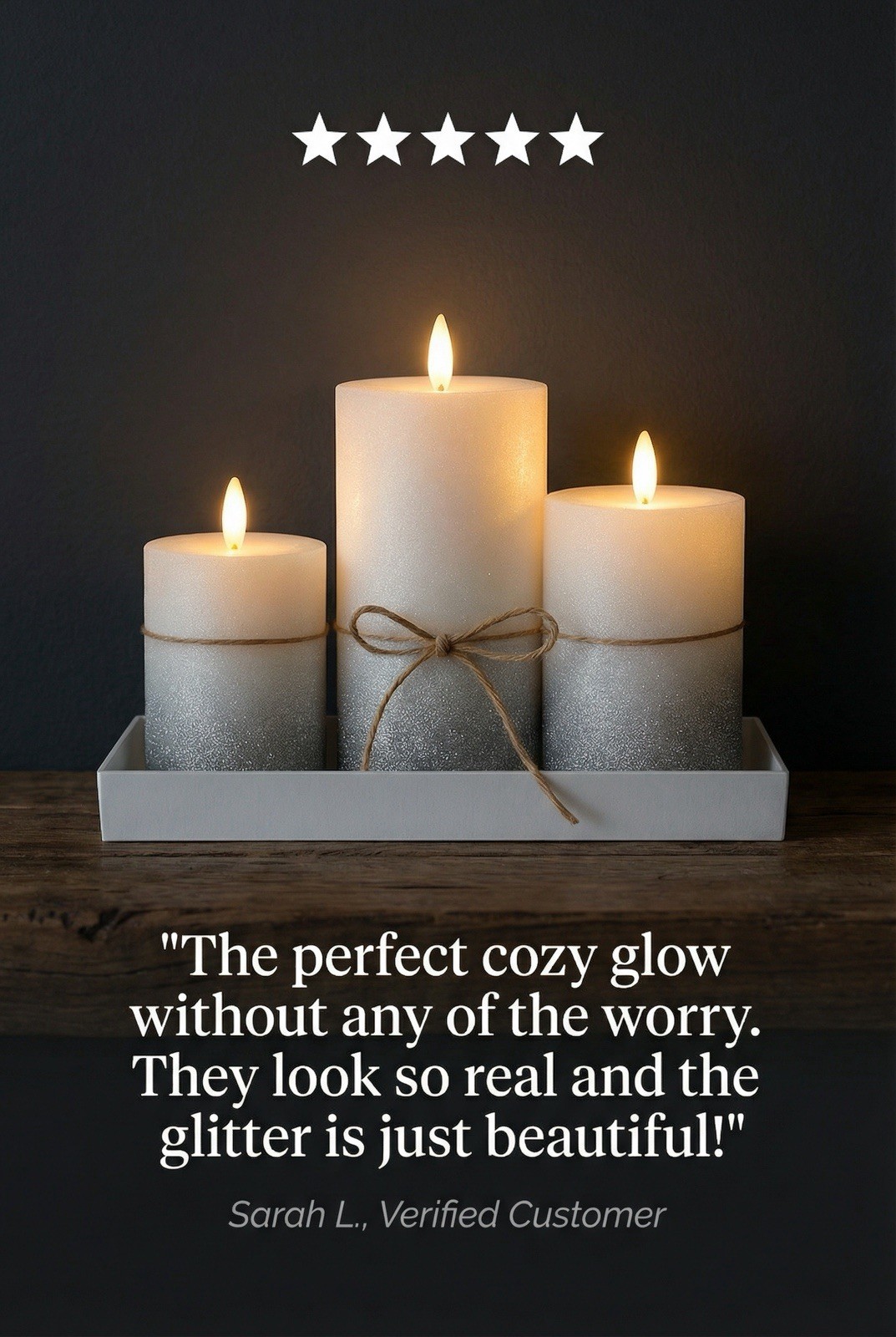 3 glitter Candle Pillars