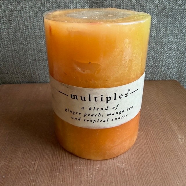 Pier 1 Multiples Candle 3×4 Tropical Ginger Peach Mango NOS 60Hr
