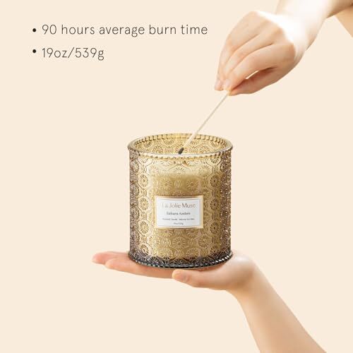 Amber Candle Scented Candle Gifts for Men&Women Wood Wicked Large Candle for …