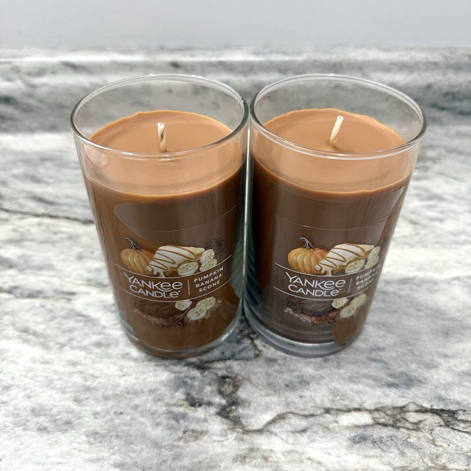 LOT OF 2-NEW-Yankee Candle PUMPKIN BANANA SCONE Large 14.25oz. Fast shipping!