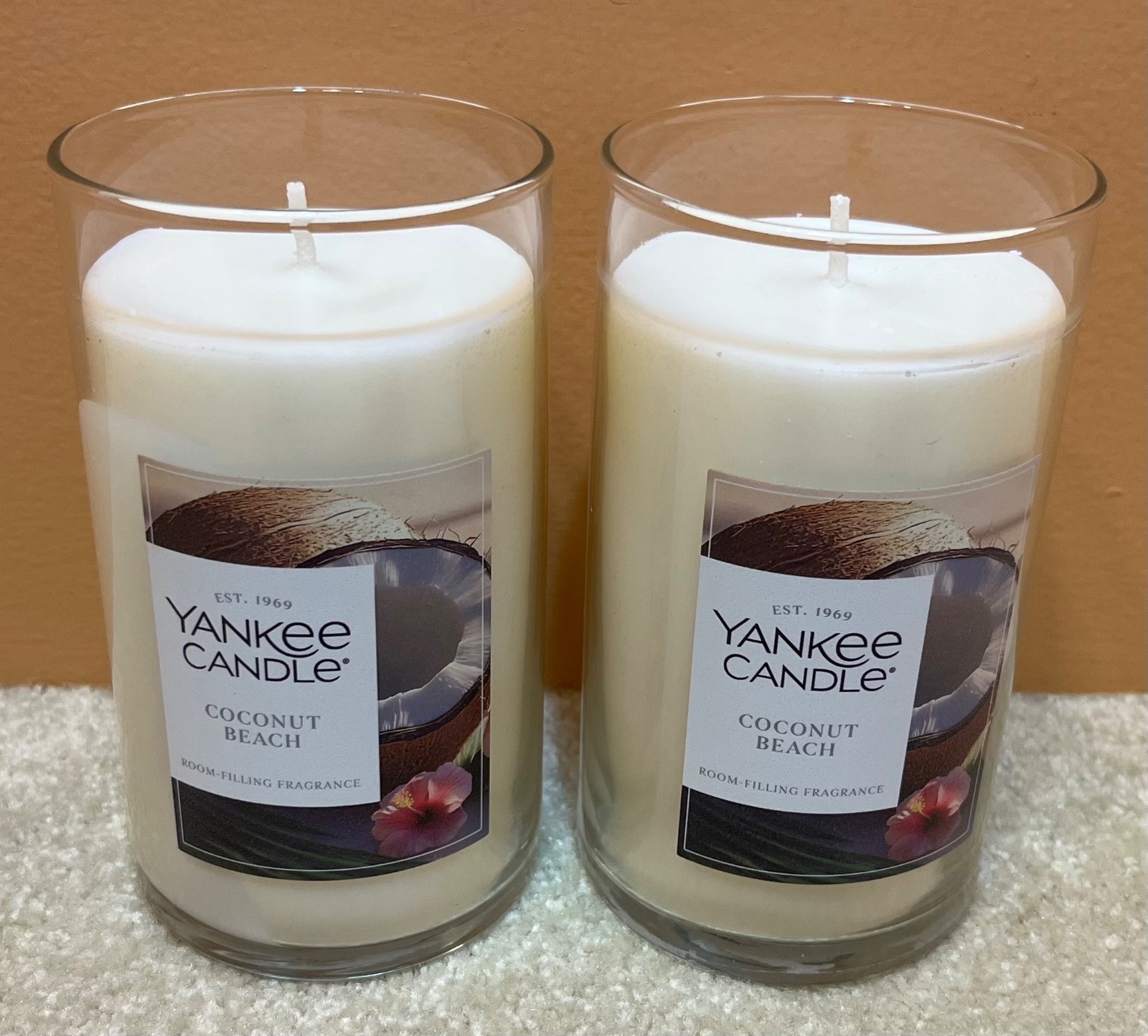 LOT OF 2-NEW Yankee Candle COCONUT BEACH Large 14.25oz. Each FREE SHIPPING