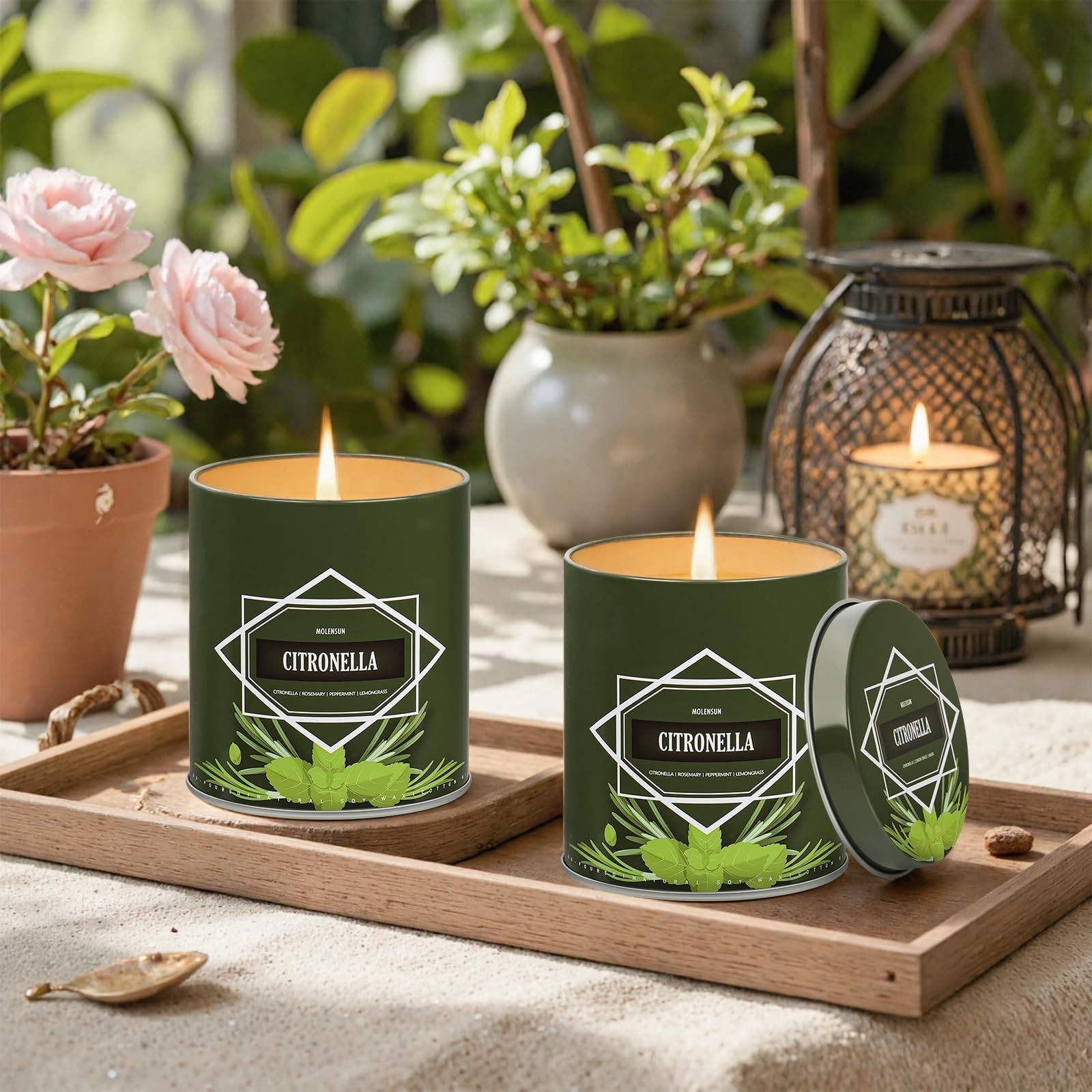 Citronella Candles 4-Pack – 36oz Total for Outdoor Patio, Camping & Garden, 50-H